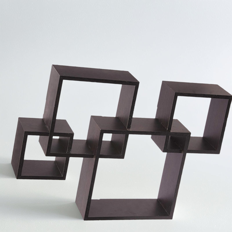 4 tablettes murales flottantes entrecroisées, solution de rangement décorative facile à assembler pour le salon, la chambre à coucher, le bureau et le stratifié en bois aggloméré durable