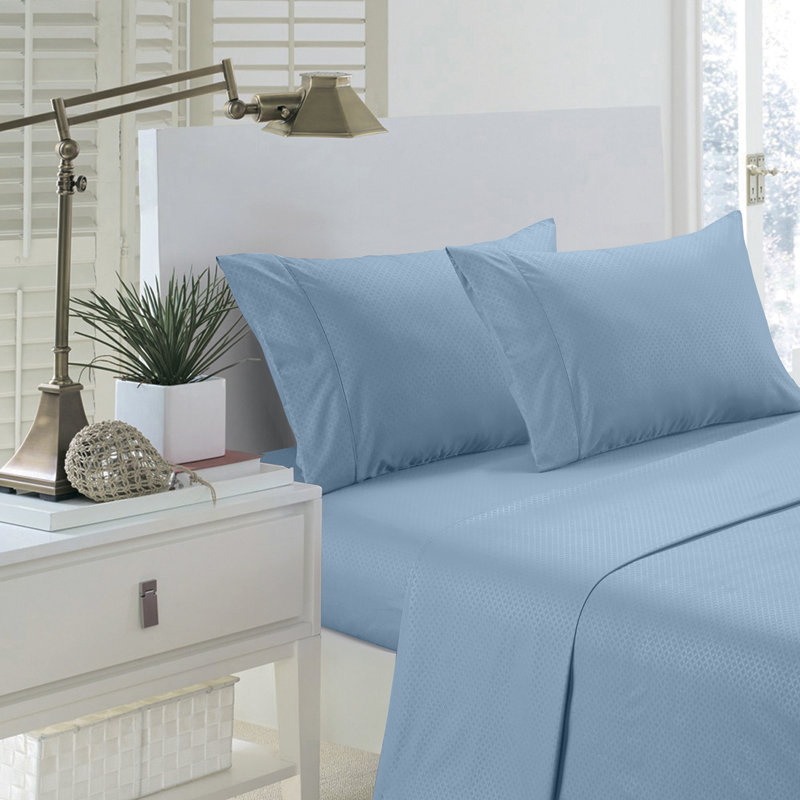 Ensemble de draps en micro-fibre, Bleu, Ensemble de drap pour lit très grand avec drap-ho