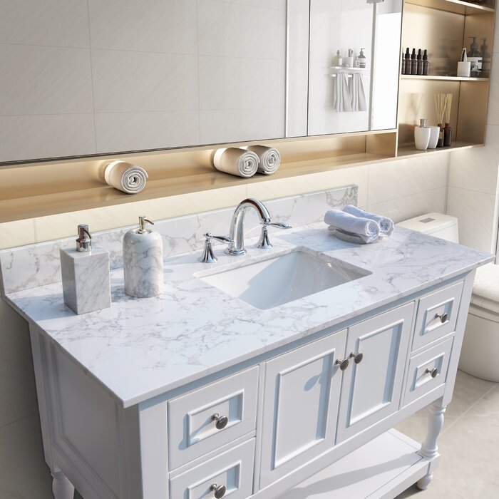 Modern Luxe Furniture 43'' Single Vanity Top with Sink and 3 Faucet ...