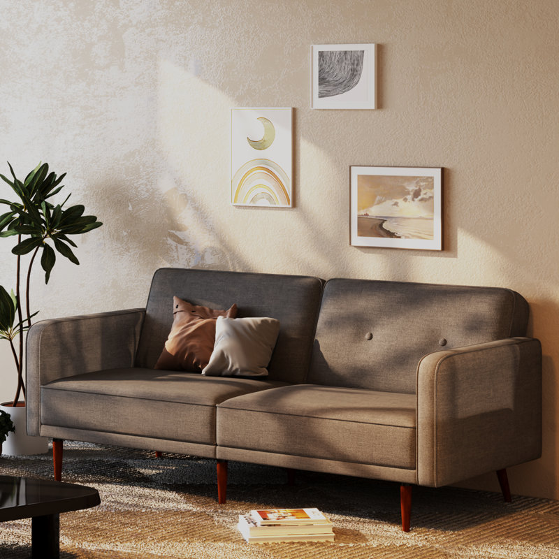 Canapé-lit à accoudoirs carrés 75,98 po Balabek, Gris anthracite