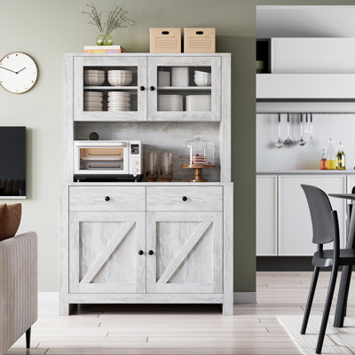 Armoire de cuisine avec support pour micro-ondes, huche autoportante avec armoire à buffet,