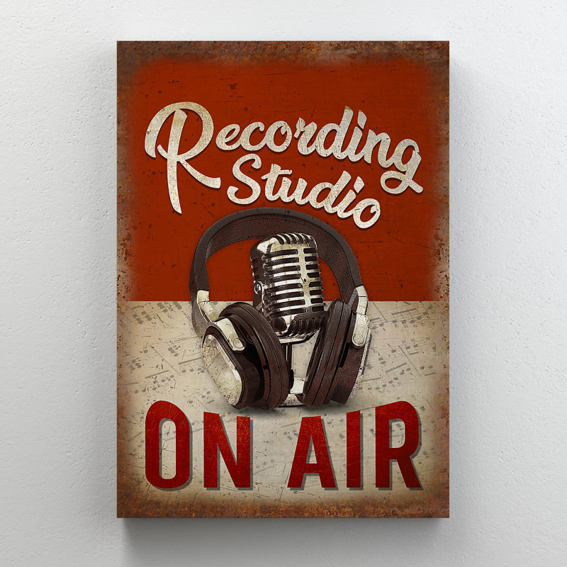 Enregistrement de musique - Studio d'enregistrement en direct - Reproduction d'art graphique sur toile tendue 1 pièce