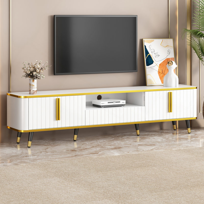 Meuble télé Luxury, Blanc / Doré