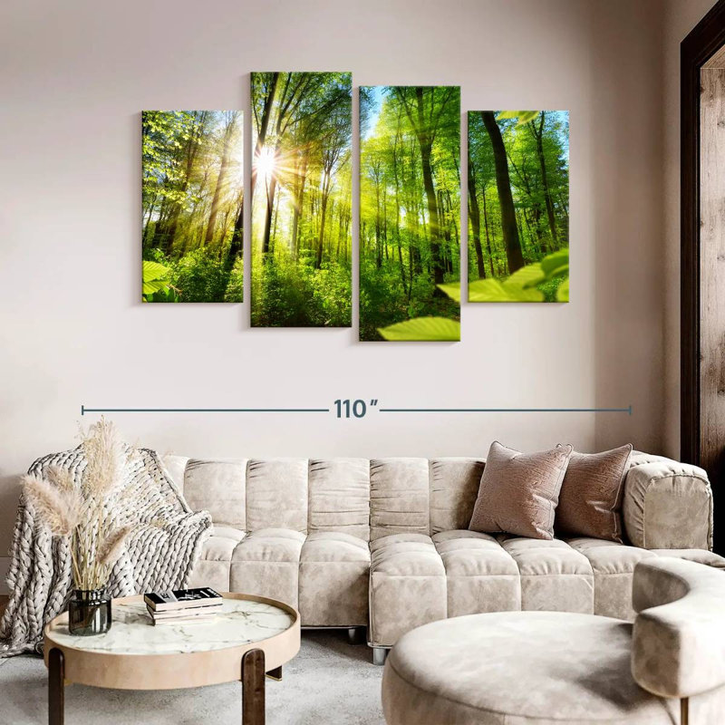 " Forest Sunshine " 4 - Pieces, 54" H x 84" W x 1.25" D