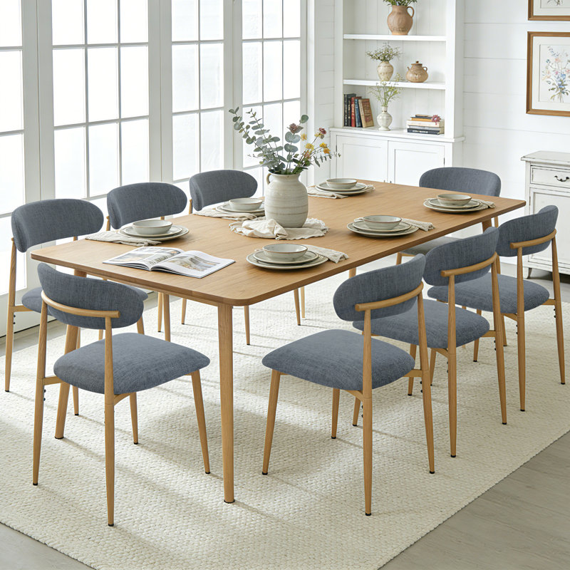 Upholstered Dining Chair Side Chair, Wood, Dark Grey