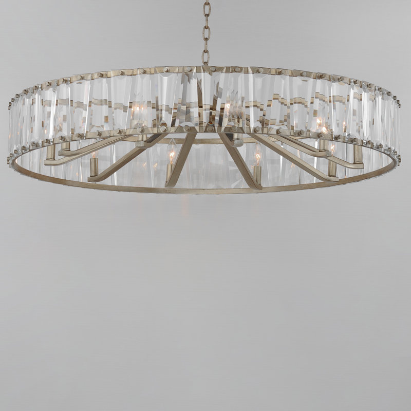 10 - Light Steel Drum Chandelier, Golden Silver