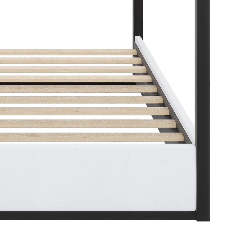 Lit plateforme à baldaquin avec tête de lit et structure robuste