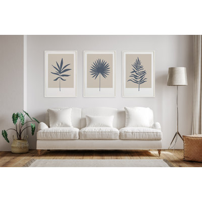 Reproduction d'art sur toile encadrée «Mute Tan and Blue» par The Creative Bunch Studio