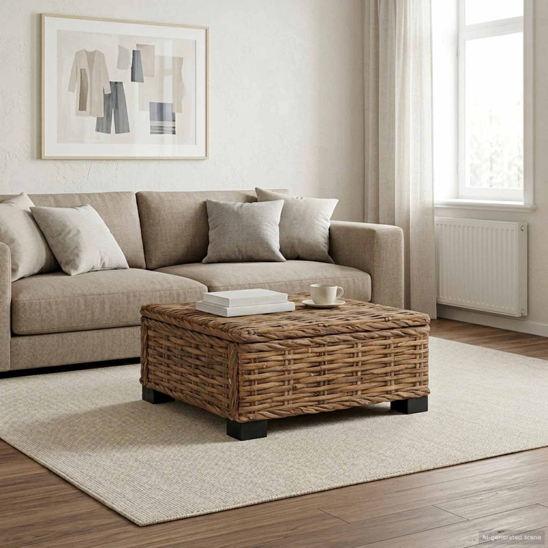 Rectangle Solid Wood Outdoor Coffee Table - 60 cm W 67 cm D, Natural