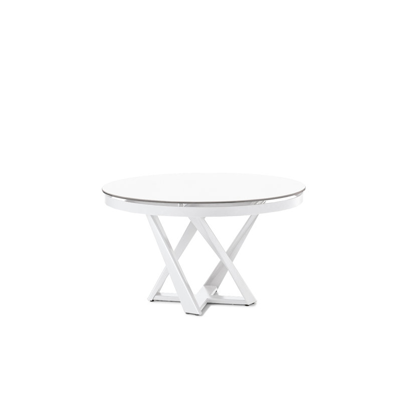 Keithley Round Metal Base Dining Table, White, White