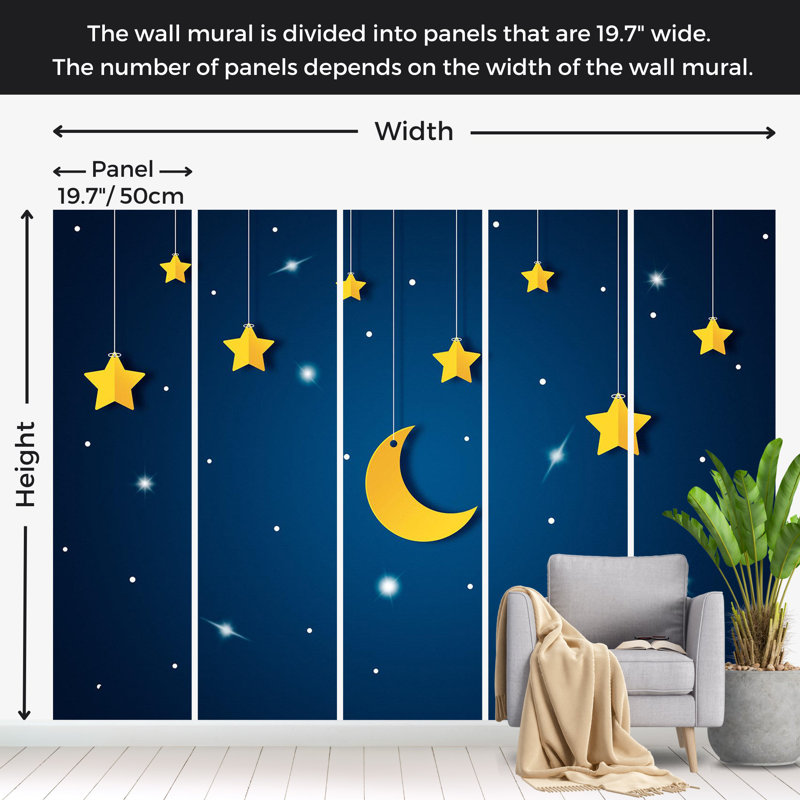 Papier peint pour enfants, ciel bleu nuit, L 27 po x l 39 po