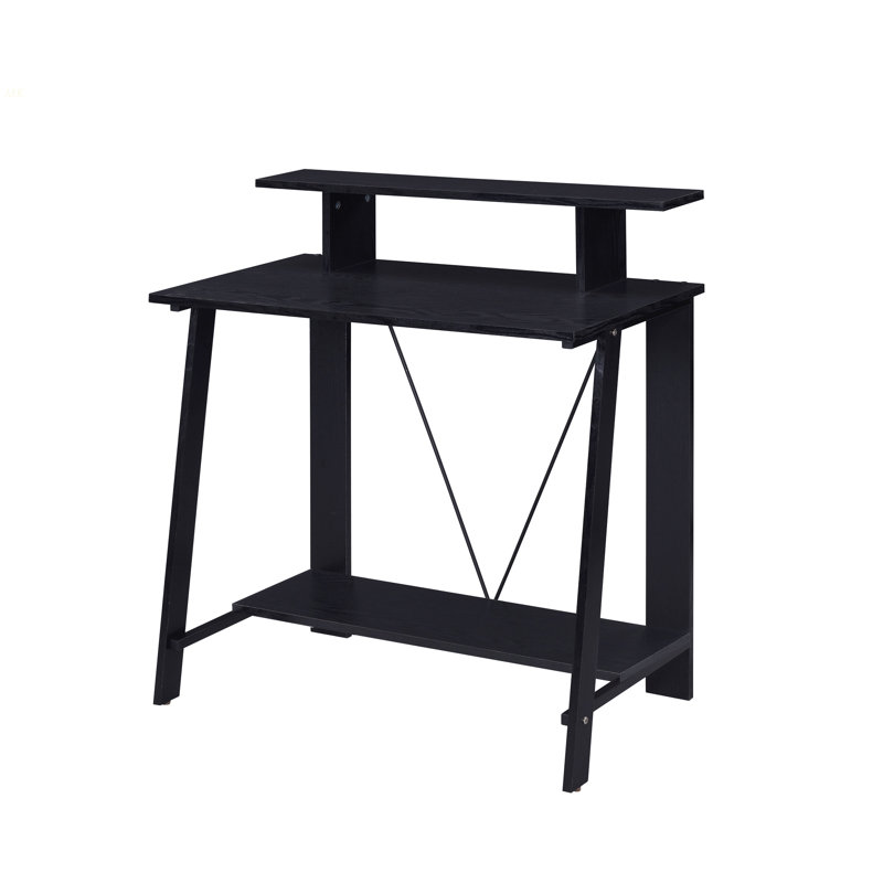 Bureau d'écriture noir avec tablette supérieure, Noir / Noir