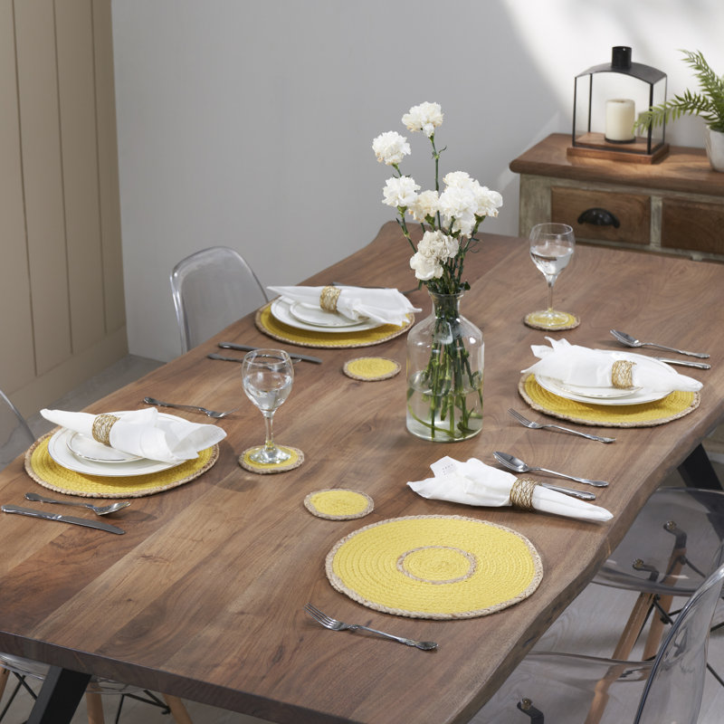Bolding Embroidered Round, Yellow