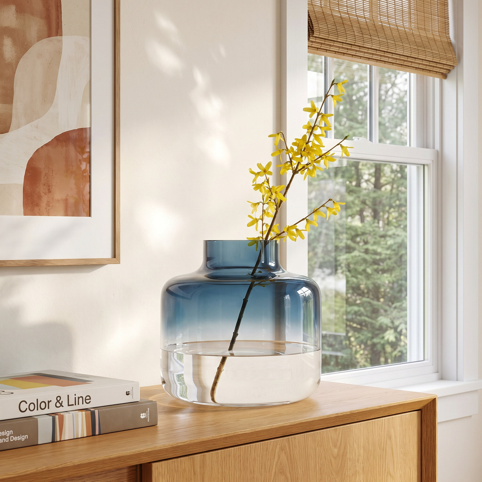 Magnolia Crystal Table Vase, Top Opal Blue