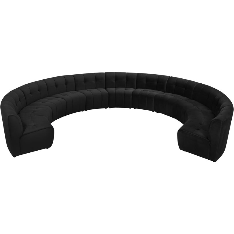 Canapé modulaire de coin symétrique en velours de 173 po de largeur Jedson, Velours noir