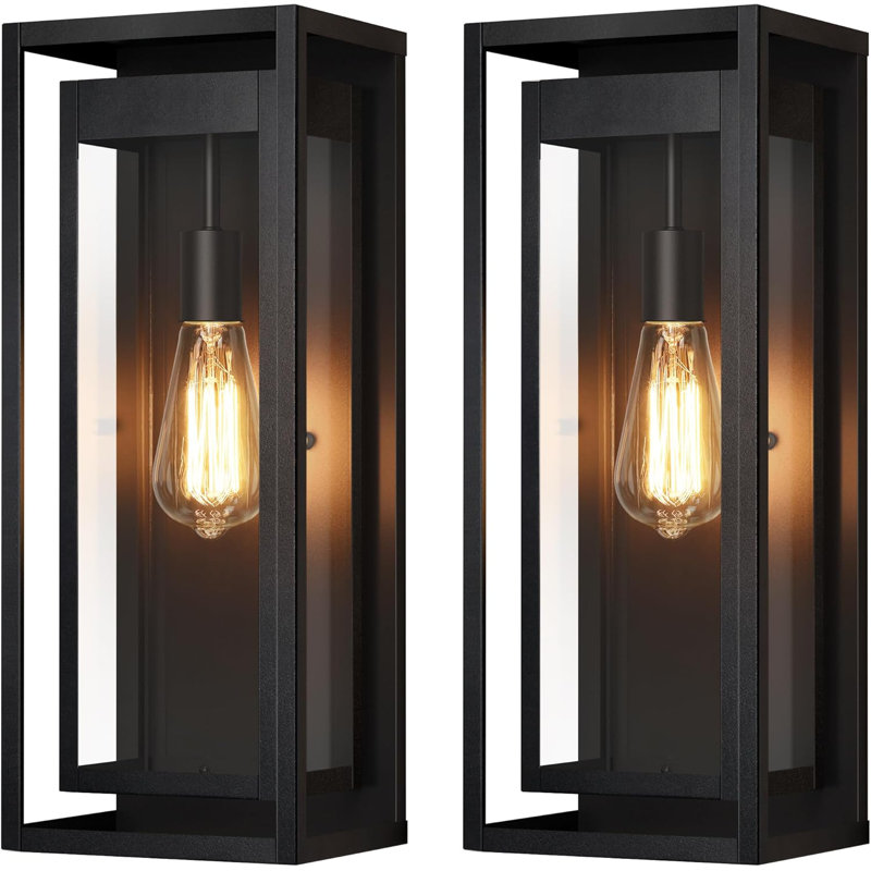2 Pack Large Size Matte Black Outdoor Sconce Lights