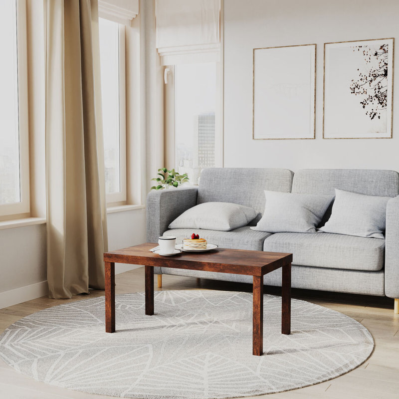 Rosmely Solid Wood Four Leg Coffee Table, Rustic Brown