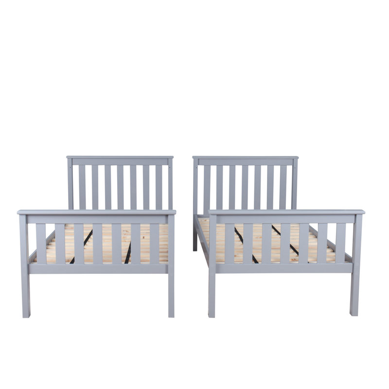 Lit superposé standard en bois massif, Simple sur simple, gris