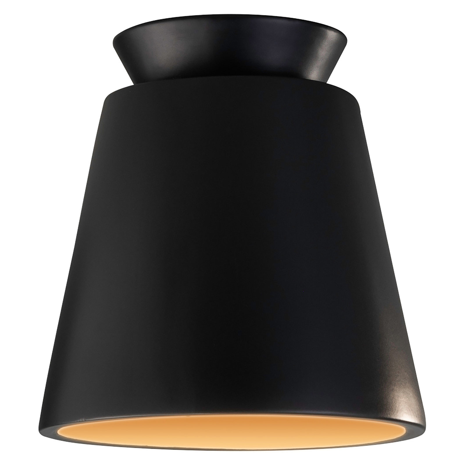 Logan Ceramic Empire Outdoor Flush Mount, Carbon Matte Black/Champagne Gold, LED (Integrated)