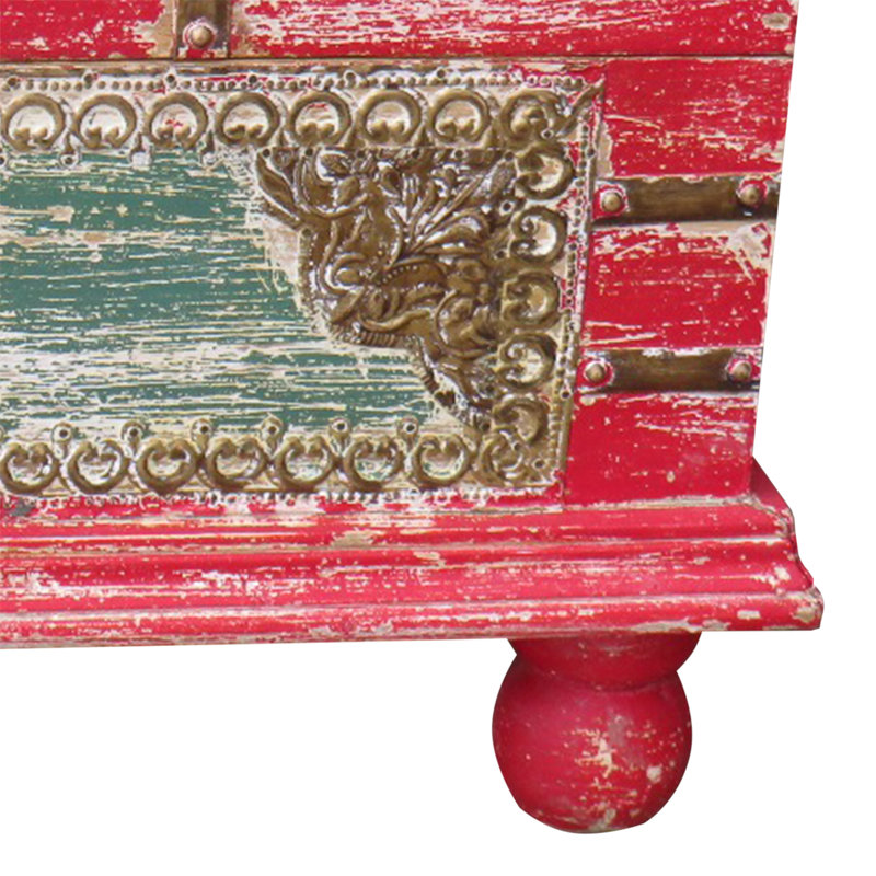 Armisha Blanket Chest, Aged Red/Blue
