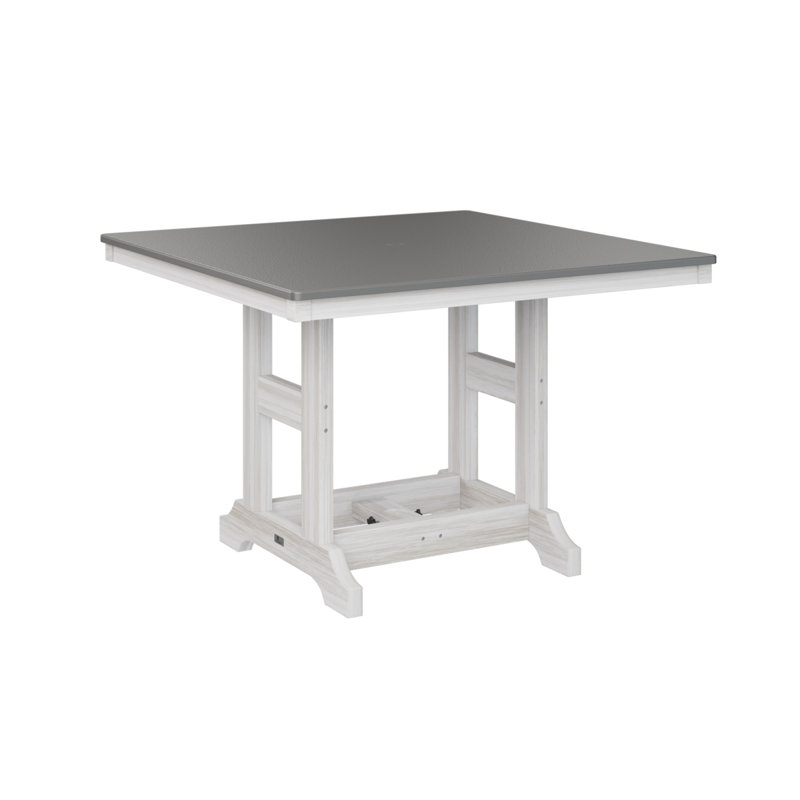 Table de bar carrée 44 po Berlin Gardens Garden Classic, H 39,5 po x l 44 po x P 44 po, Acier inoxydable martelé, Coquillage