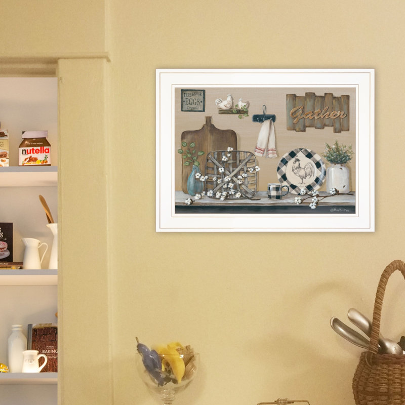 «Farmhouse Kitchen» par Pam Britton, prêt à accrocher, reproduction encadrée, H 15 po x l 19 po x P 1 po, Blanc