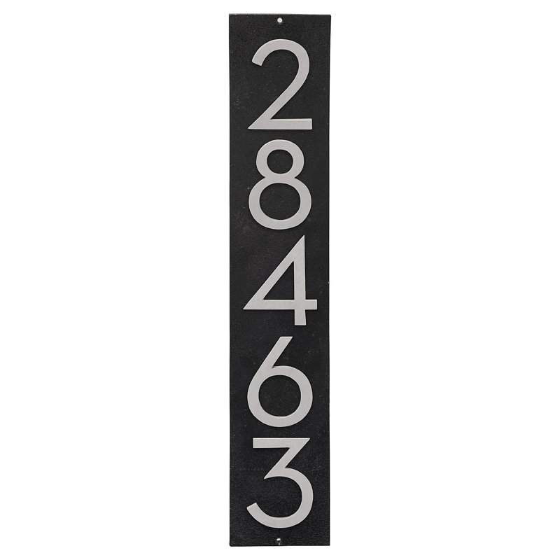Floating Modern 6" Number Vertical Address Plaque (5 Characters), Brushed Aluminum, Yes