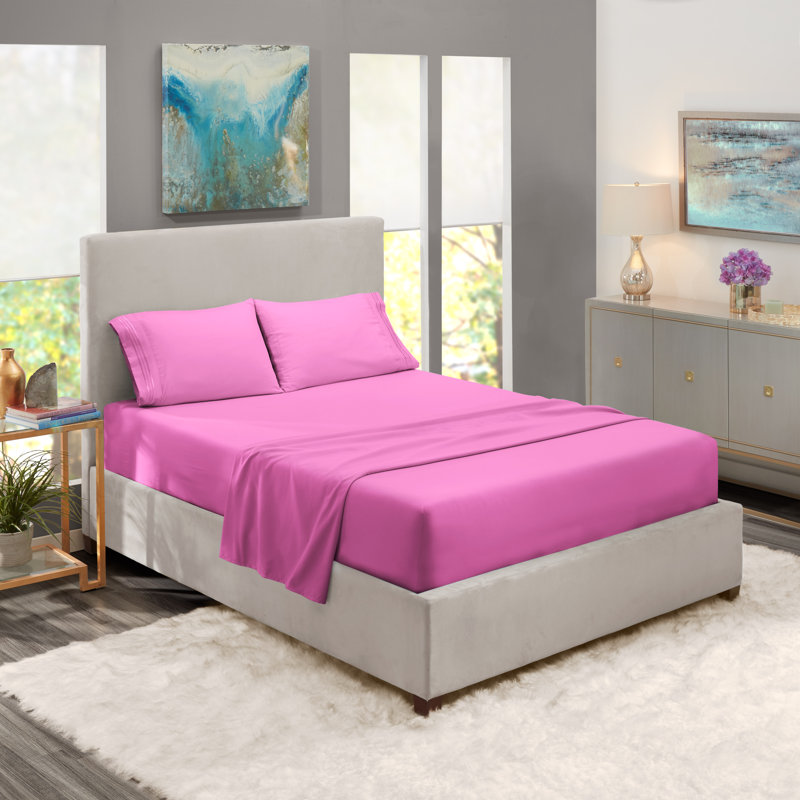  Ensemble de draps double brossé de luxe pour hôtel avec draps et taies d'oreiller très doux, Drap pour lit simple