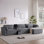 Canapé modulaire de 124 po avec console de rangement et repose-pieds mobile, siège de 33 po de large, canapé en chenille en L de 4 places, canapé confortable réversible avec chargeur USB pour salon, appartement, 2 couleurs
