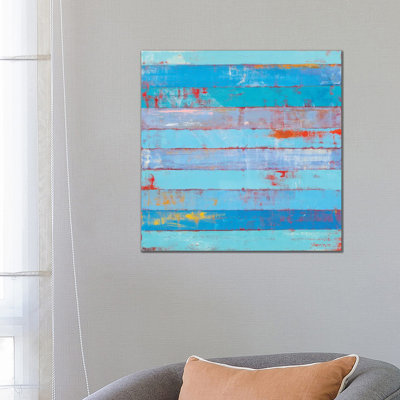Blue Stripes by Olena Bogatska - Wrapped Canvas Print