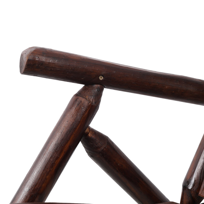 Fauteuil à bascule d'extérieur robuste en bois brun, éléments de confort ergonomiques, mouvement fluide, idéal pour foyer extérieur et intérieur, siège