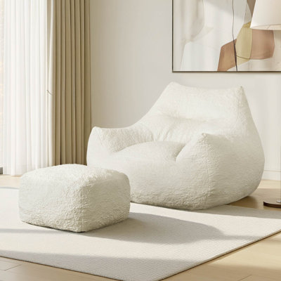Extra-Wide Bean Bag Chair With Ottoman