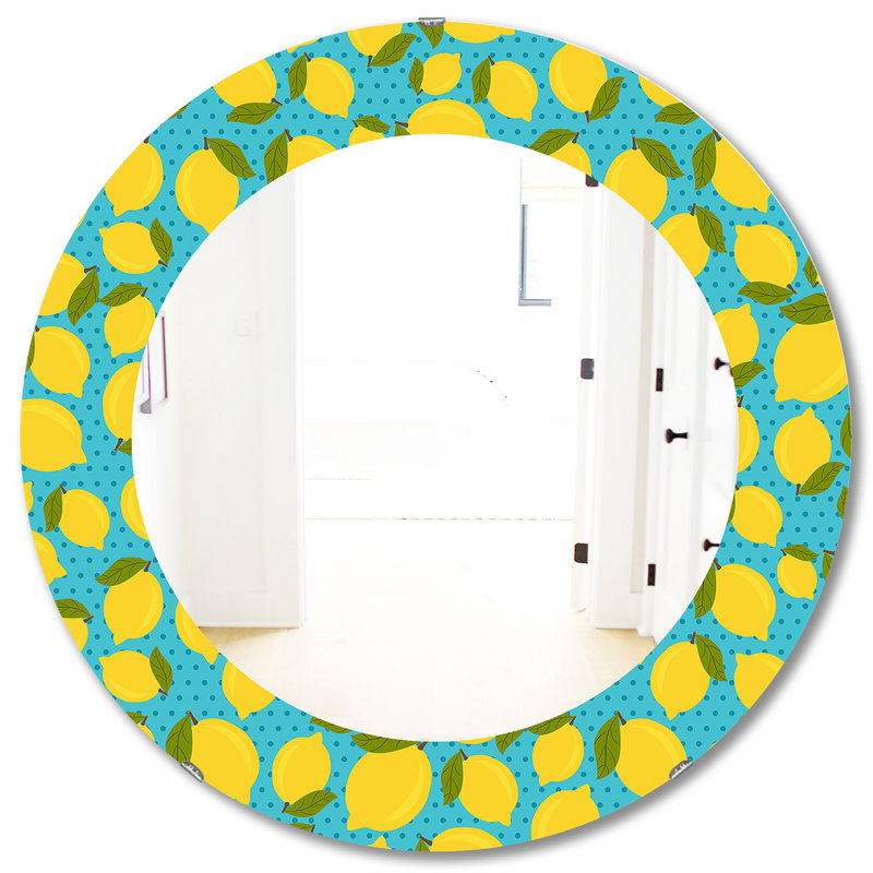 Motif citron - miroir bohémien et éclectique, H 31,5 po x l po