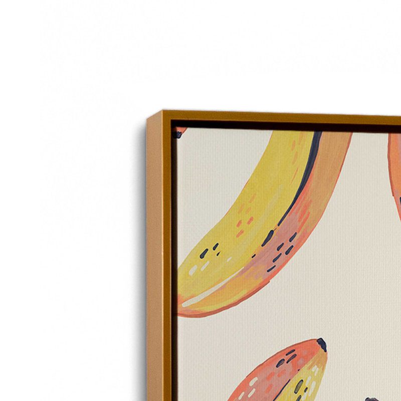 «Fruit Salad Collection Banana» par Garima Dhawan, reproduction d'art, H 16 po x l 12 po, Cadre flottant, Doré