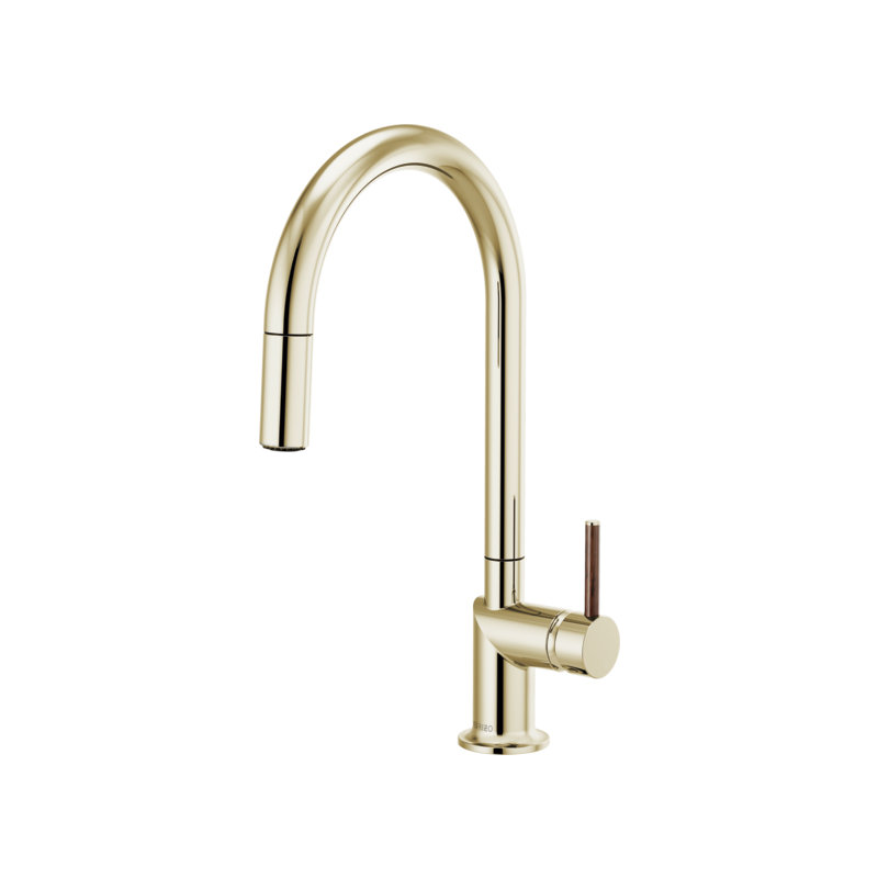 Odin® Pull-Down Faucet with Arc Spout, Wood Lever, Polished Nickel