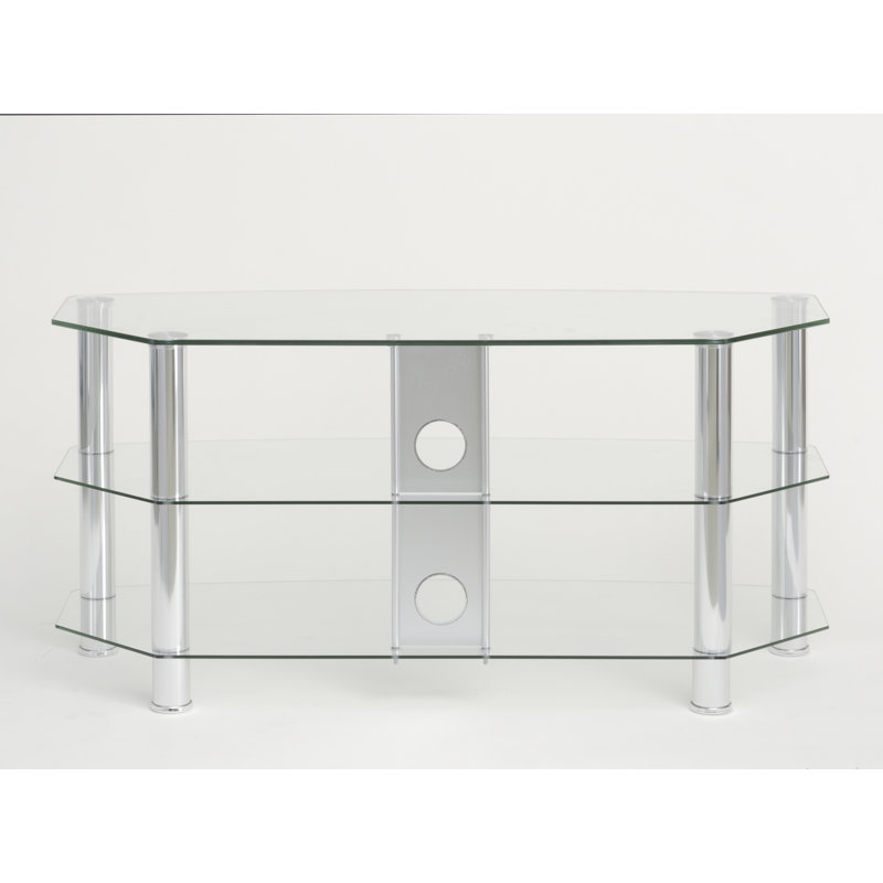 Mayaguana TV Stand, 51cm H x 120cm L x 40cm W, Chrome/Clear