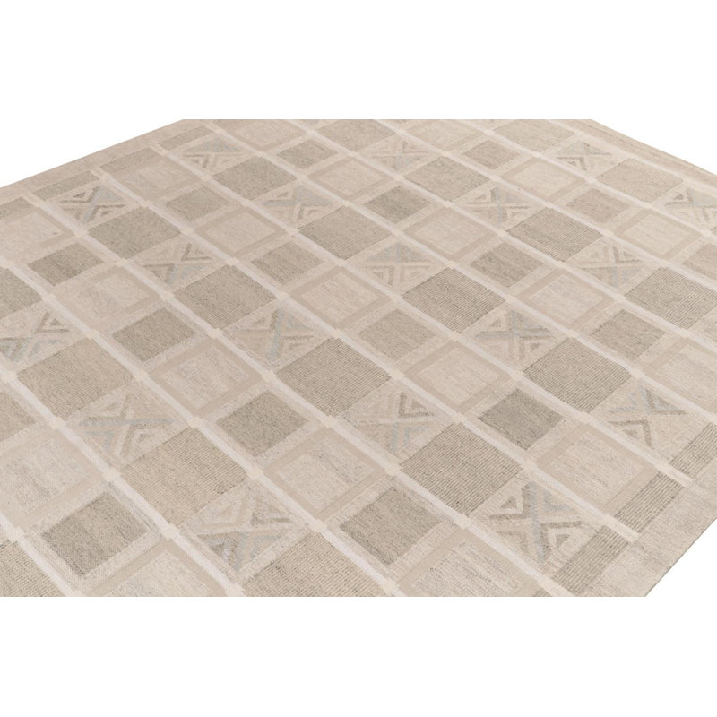 Scandinavian Wool Geometric Area Rug, Rectangle 14' x 20'