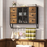 Bathroom Wall Cabinet with 5 Hooks and Towel Bar