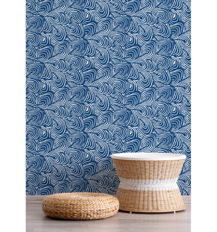 Lomé Plume 10' L x 24" W Wallpaper Roll, Marine, Faux Grasscloth, Non-pasted