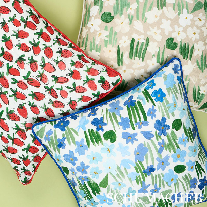 Schumacher X Studio Bon Sweet Violette I/O Pillow, Red Floral