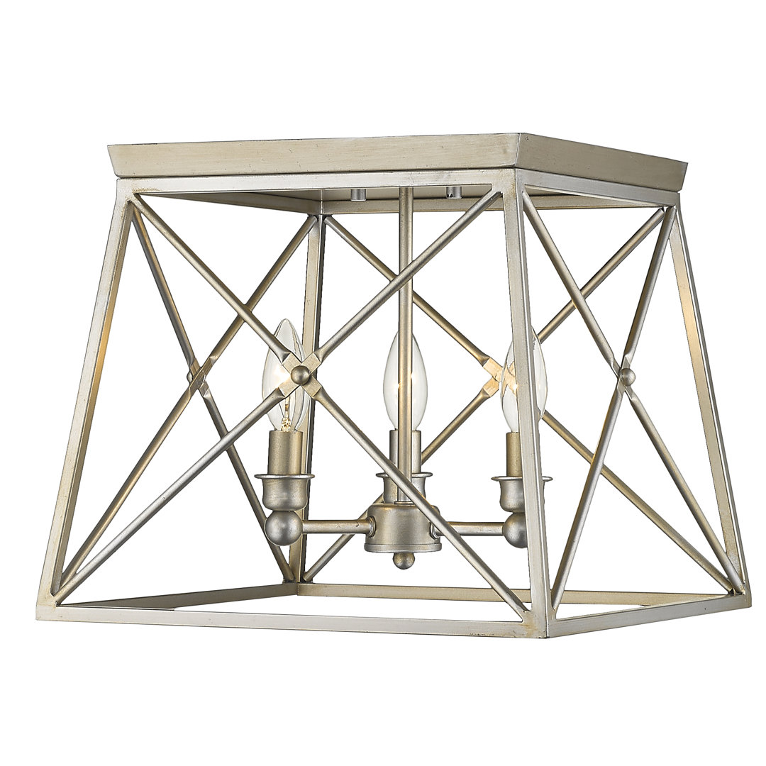 Toledo 3 - Light 14'' Caged Geometric Flush Mount Gracie Oaks Shade 