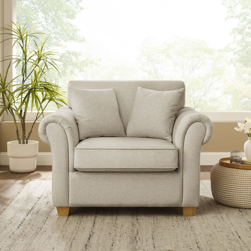 Divanique 40.94'' W Upholstered Accent Chair, Light Khaki Polyester Blend