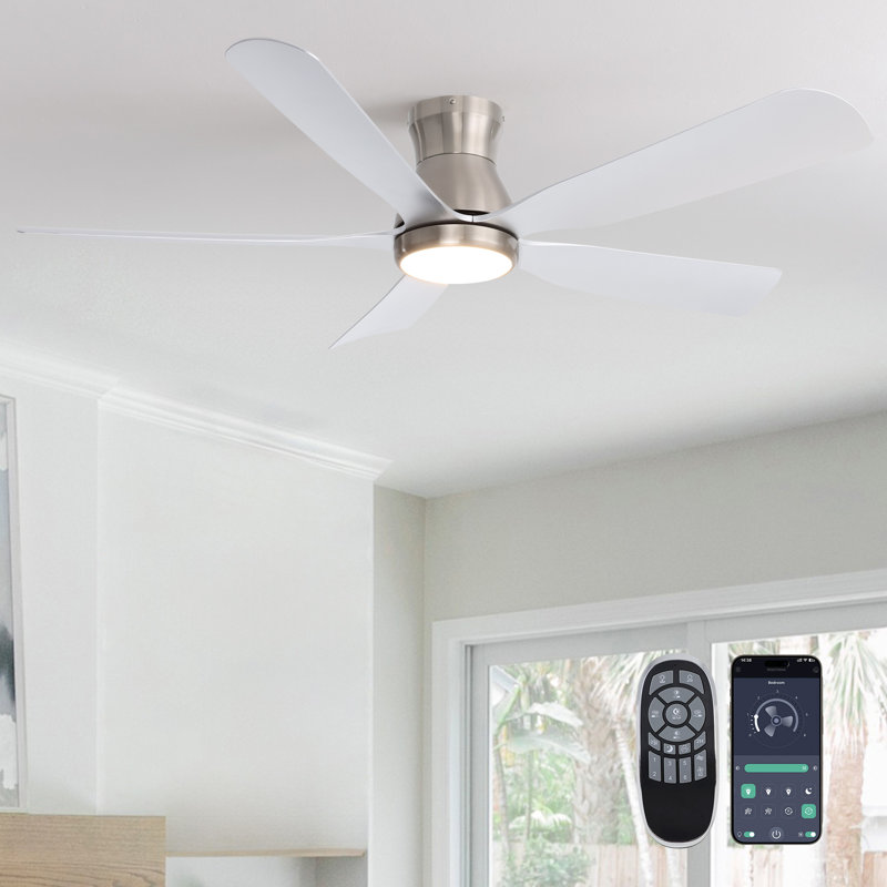 52" Flush Mount Ceiling Fan with Light and Remote