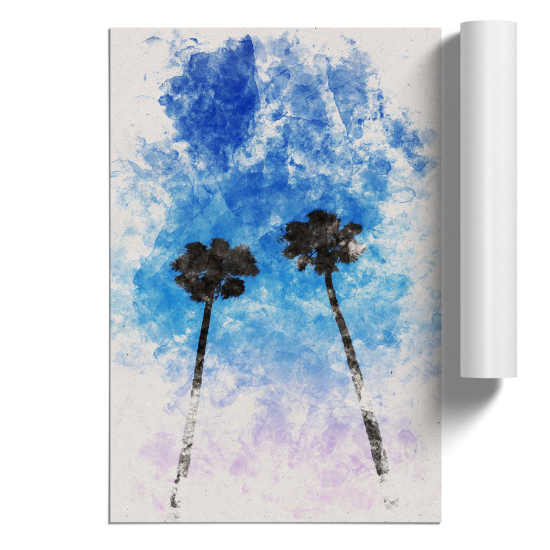 Two Palm Trees - Unframed Painting, 59cm H x 42cm W x 0.1cm D