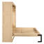 Lit double naturel avec bibliothèque et construction, pliable pour économiser de l'espace à la maison, rangement, support de matelas à lattes de bois, facile à assembler avec une construction pratique, -