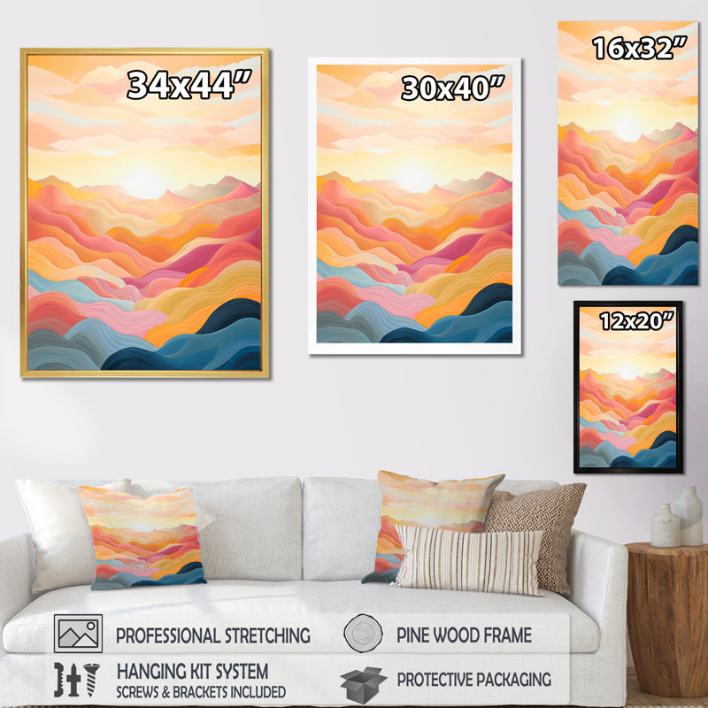 «Bold Sunset Mountain Horizon», reproduction sur toile, H 20 po x l 12 po x P 1 po, Toile tendue