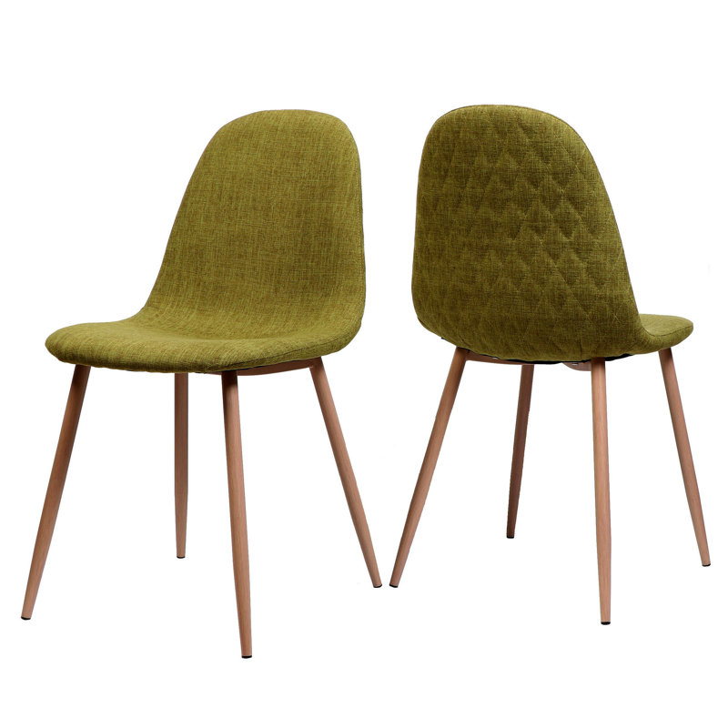 Dining Chair, Natural Walnut, Green