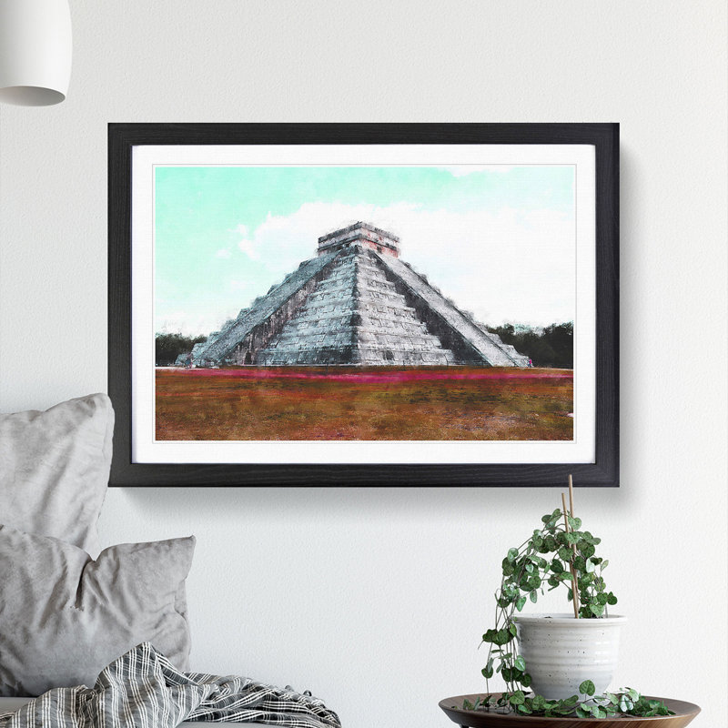 Chichen Itza in Mexico - Picture Frame Graphic Art, 36cm H x 48cm W x 2cm D, Black Framed