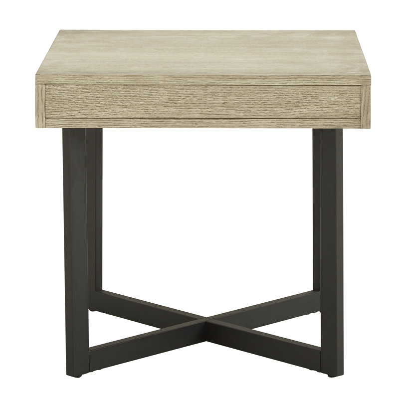Table de bout avec rangement Hugo, Ivoire blanc