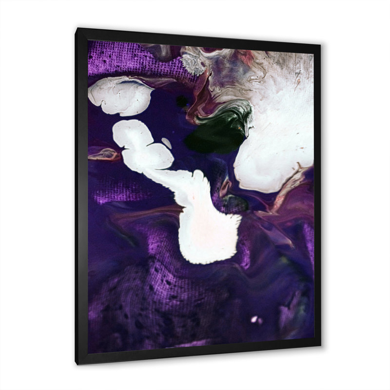 Colourful Mixed Abstract Fluid XIV - Modern Canvas Wall Decor, Black Picture Framed, 12" H x 20" W x 1" D